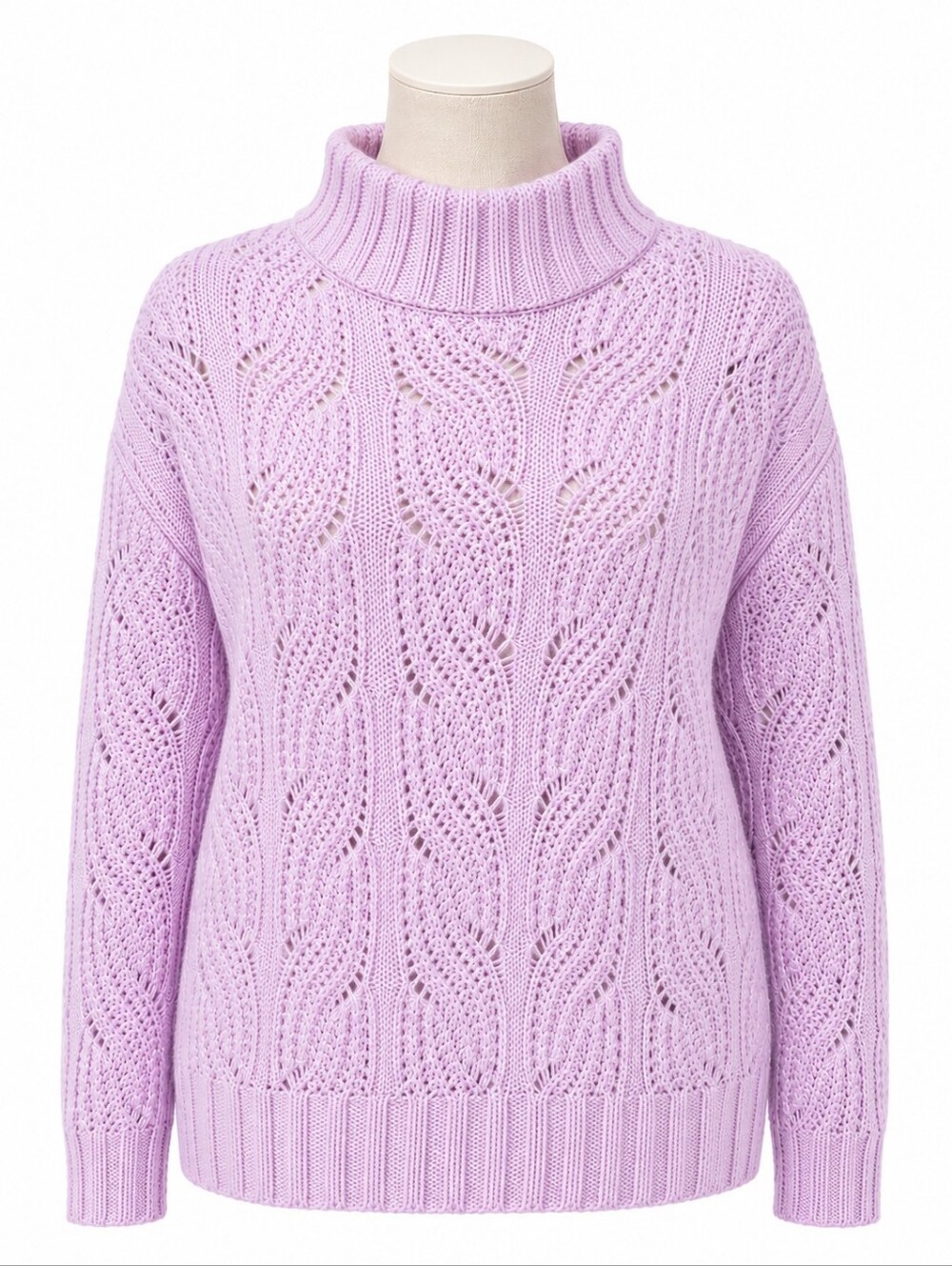 J. Crew Women's Pink Pointelle Cable Knit Mock Neck Alpaca Blend Sweater Sz S